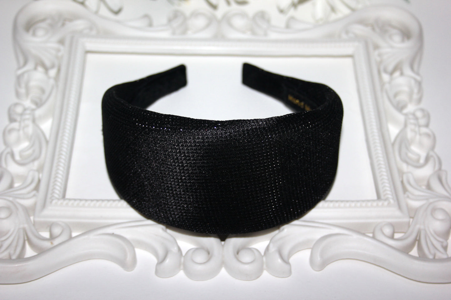 Black Sparkly headband Padded hairband scarf, plastic free