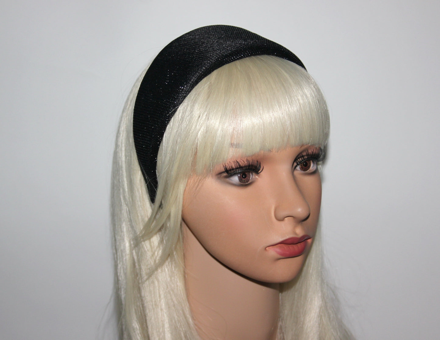 Black Sparkly headband Padded hairband scarf, plastic free
