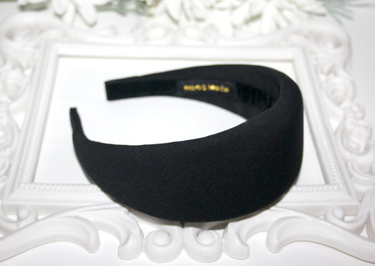 Padded headband scarf, Black viscose hairband, Thick puffy headband, plastic free