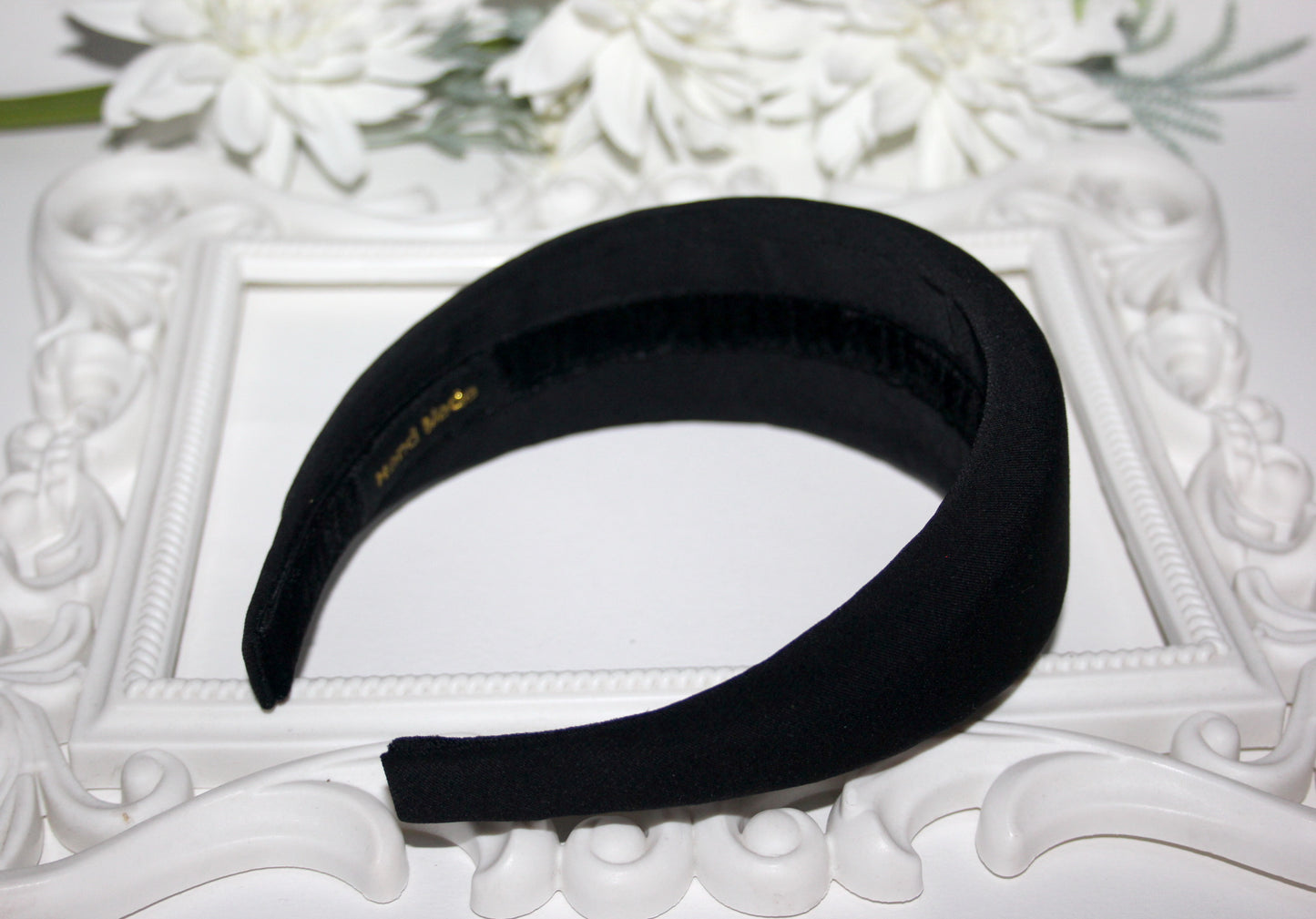 Padded headband scarf, Black viscose hairband, Thick puffy headband, plastic free