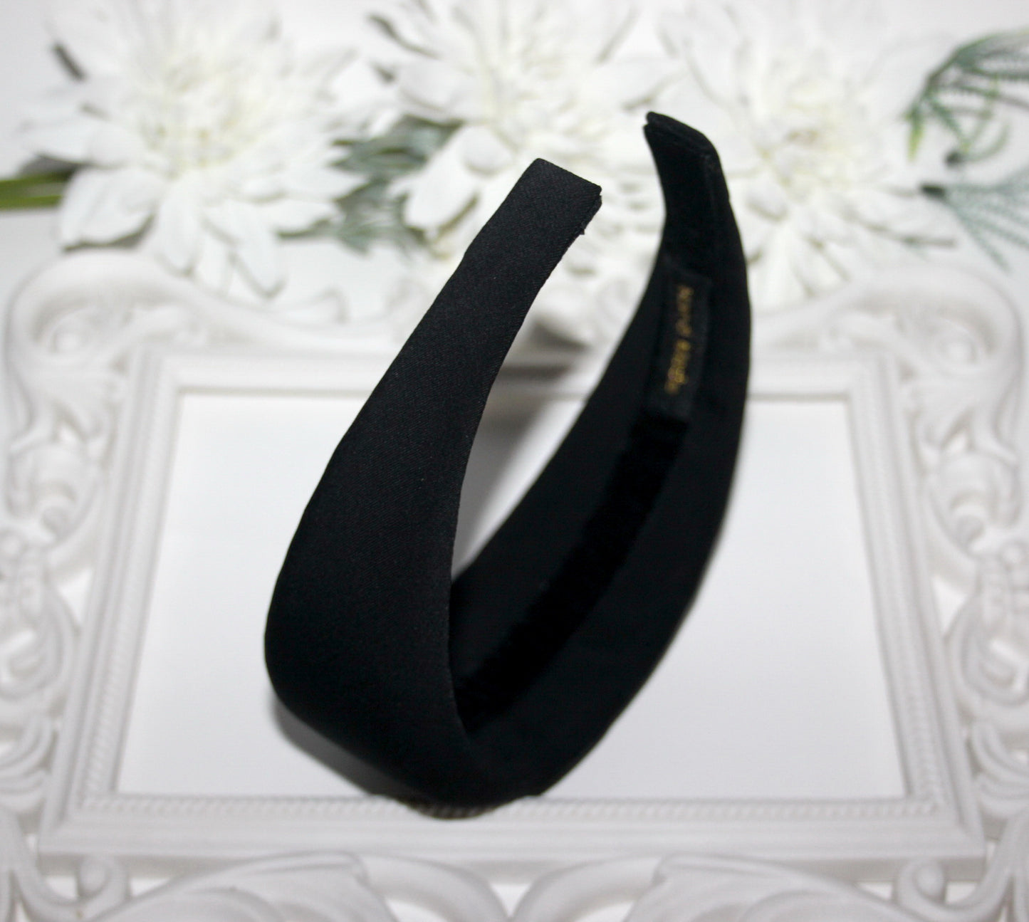 Padded headband scarf, Black viscose hairband, Thick puffy headband, plastic free