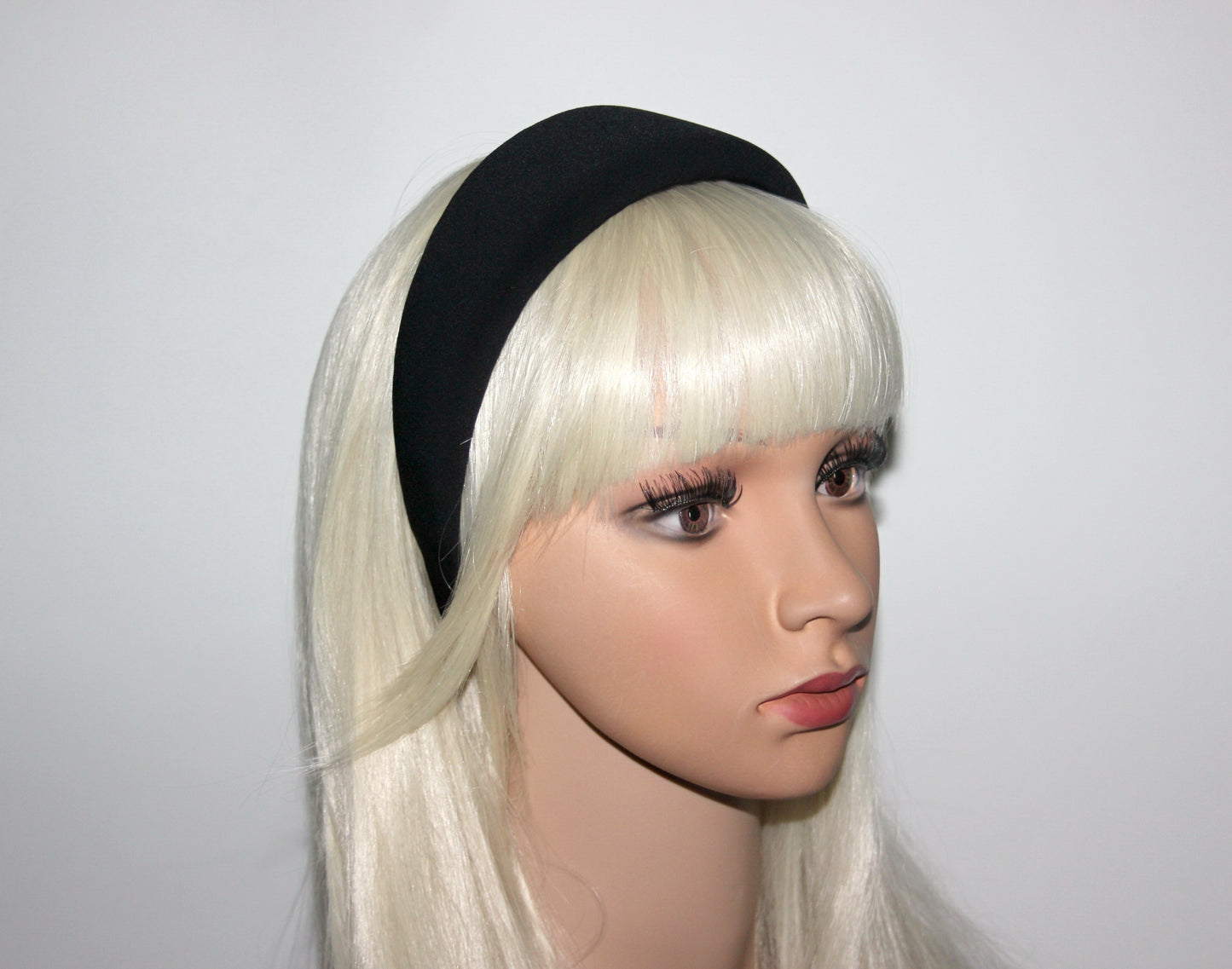 Padded headband scarf, Black viscose hairband, Thick puffy headband, plastic free
