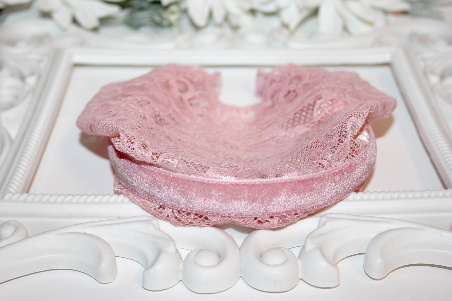 Christian head cover 7"inch Baby Pink lace headband Church head scarf, plastic free