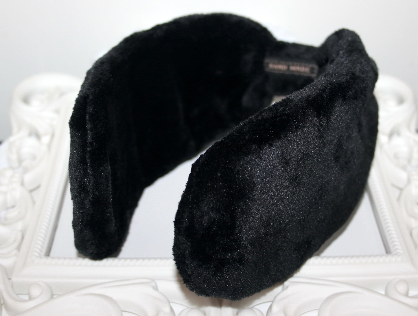 Thin fur earmuff Black faux fur ear warmer Women headband turban