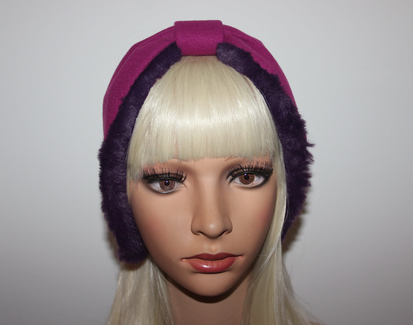 Mauve women earmuffs Faux fur ear warmer headband turban