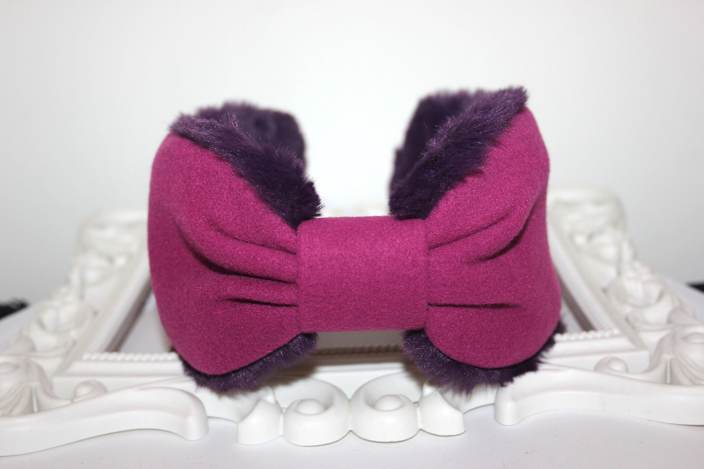 Mauve women earmuffs Faux fur ear warmer headband turban