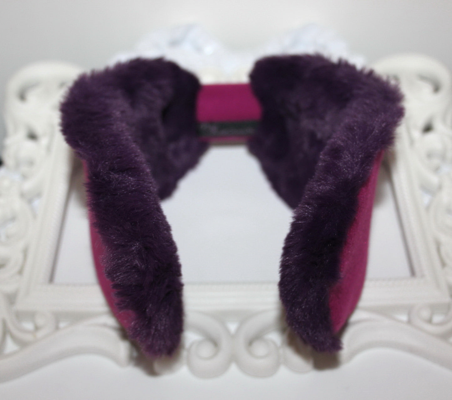 Mauve women earmuffs Faux fur ear warmer headband turban