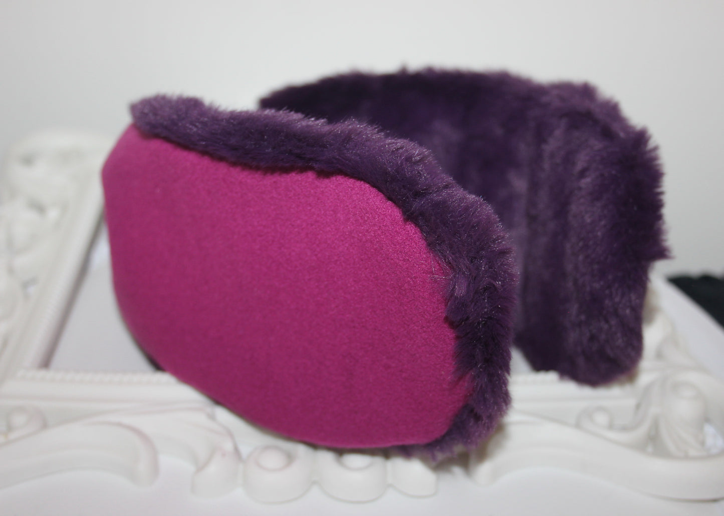 Mauve women earmuffs Faux fur ear warmer headband turban