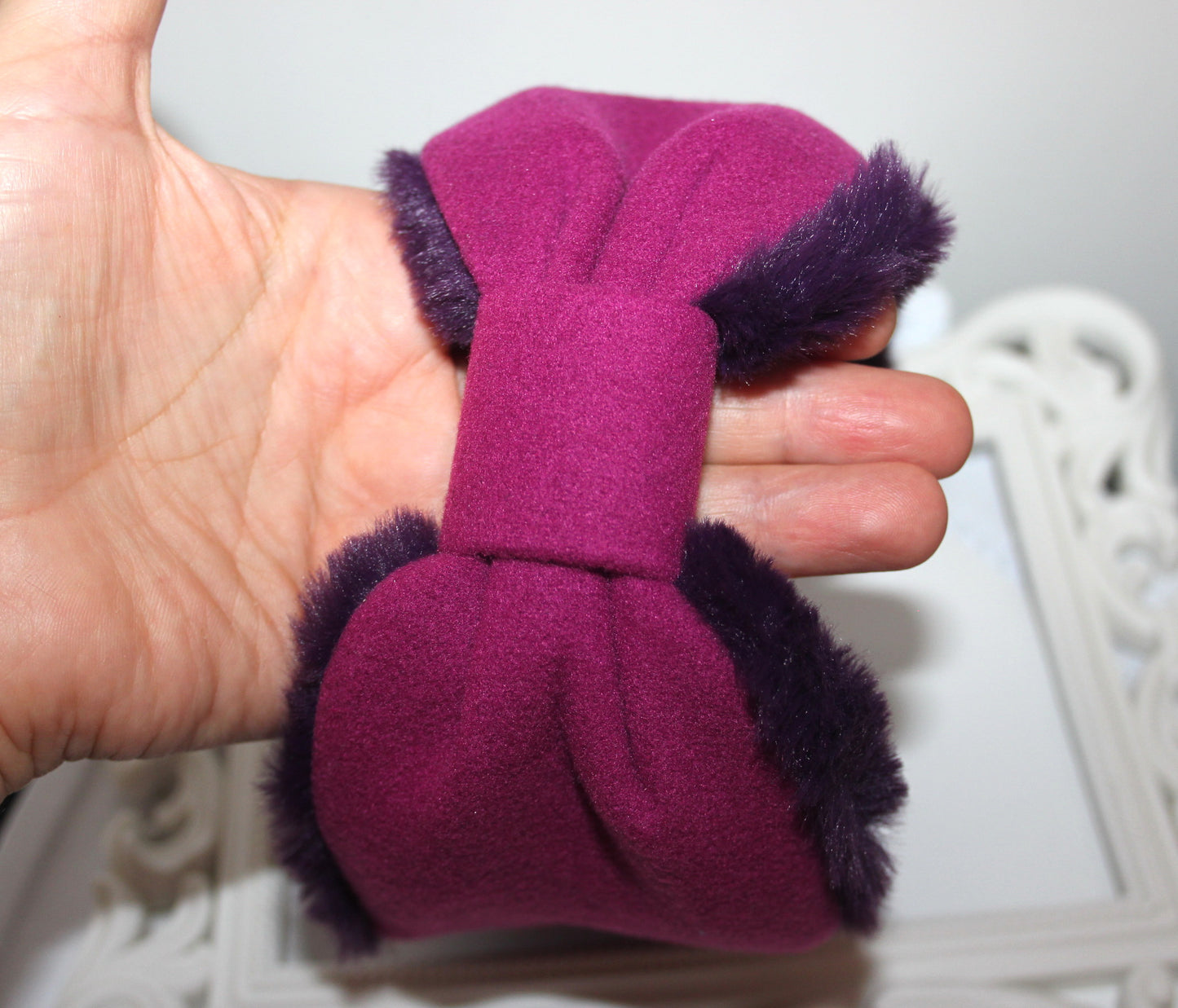 Mauve women earmuffs Faux fur ear warmer headband turban