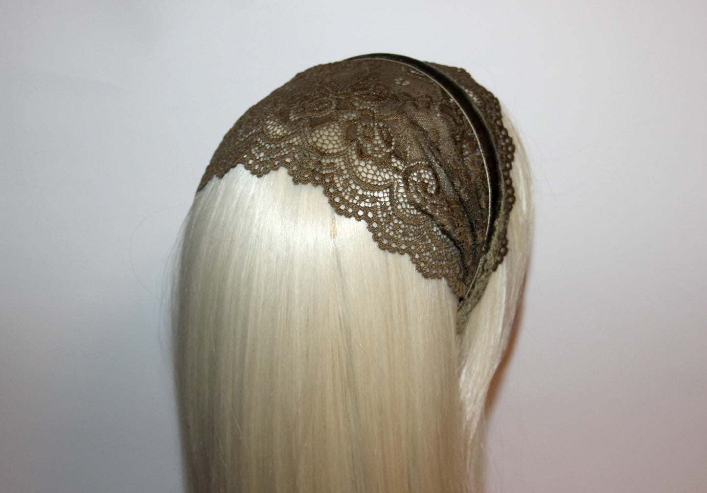 Army Green prayer veil 6"inch Christian lace headband Structured religious head cover, plastic free