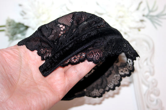 Prayer lace veil 7" inch Black religious head cover Christian head covering, plastic free