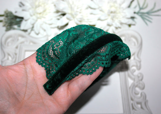 Emerald Green prayer veil 6"inch Christian lace head covering, plastic free