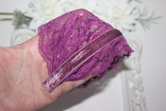 Christian prayer veil Magenta structured lace headband 6"inches church head cover, plastic free
