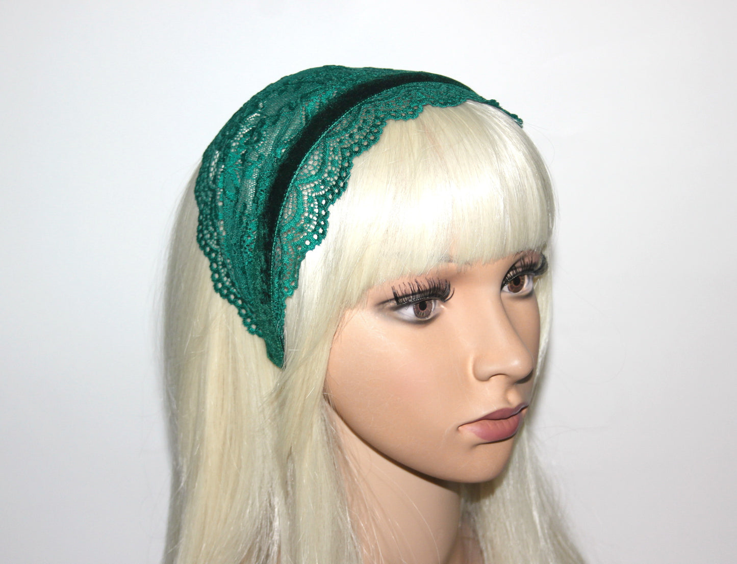 Emerald Green prayer veil 6"inch Christian lace head covering, plastic free