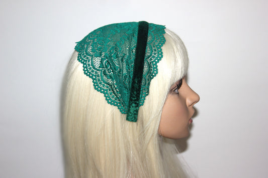 Emerald Green prayer veil 6"inch Christian lace head covering, plastic free