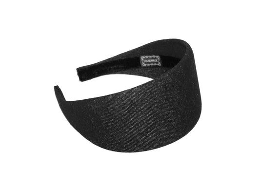 Denim cotton headband Black melange hairband, plastic free