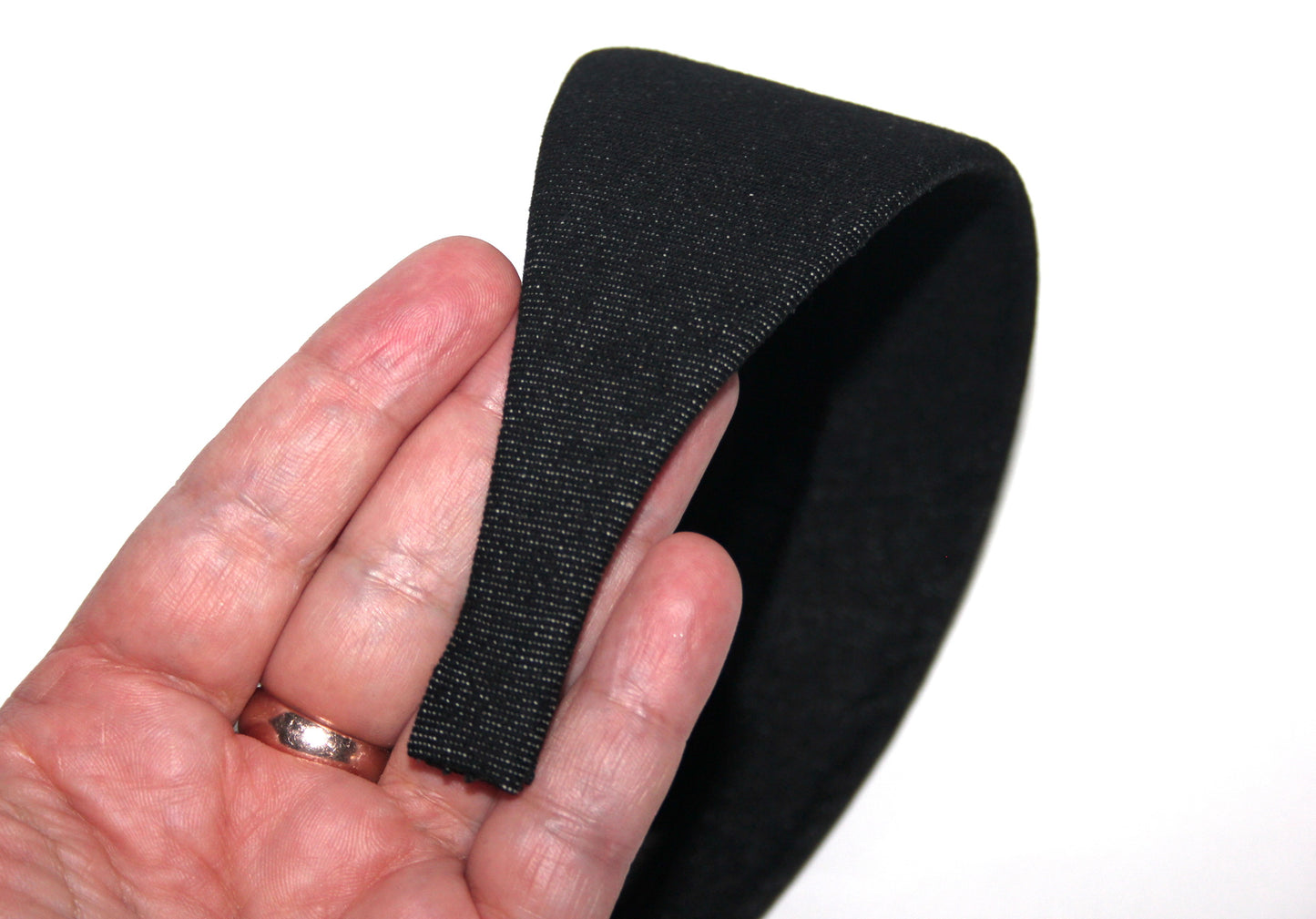 Denim cotton headband Black melange hairband, plastic free