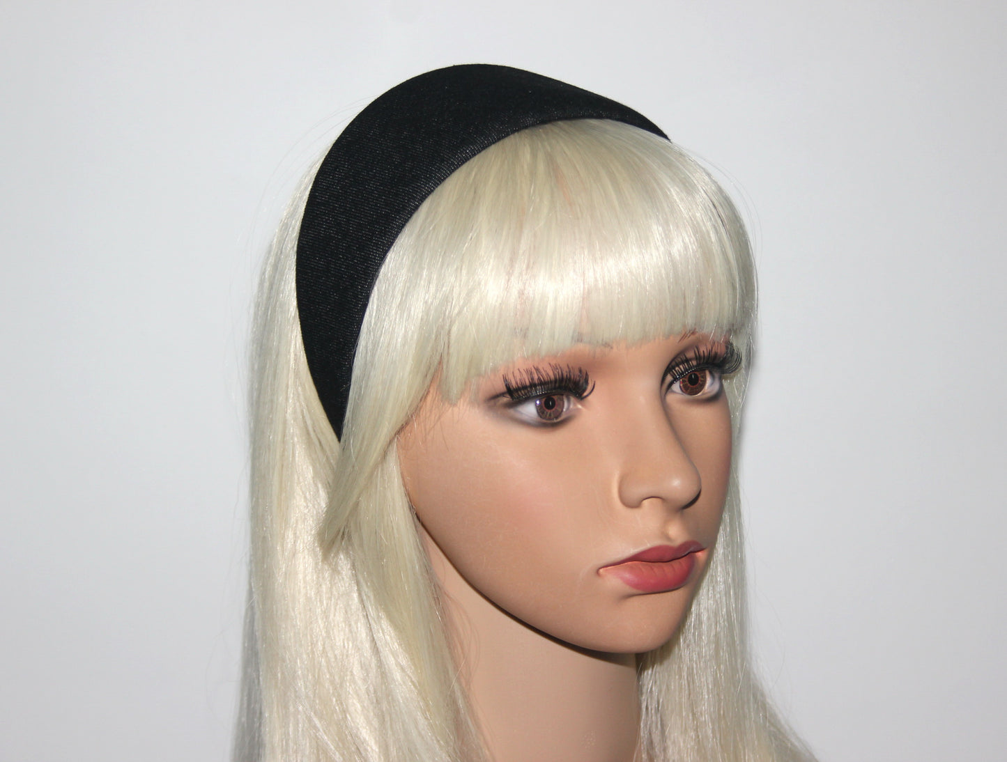 Denim cotton headband Black melange hairband, plastic free