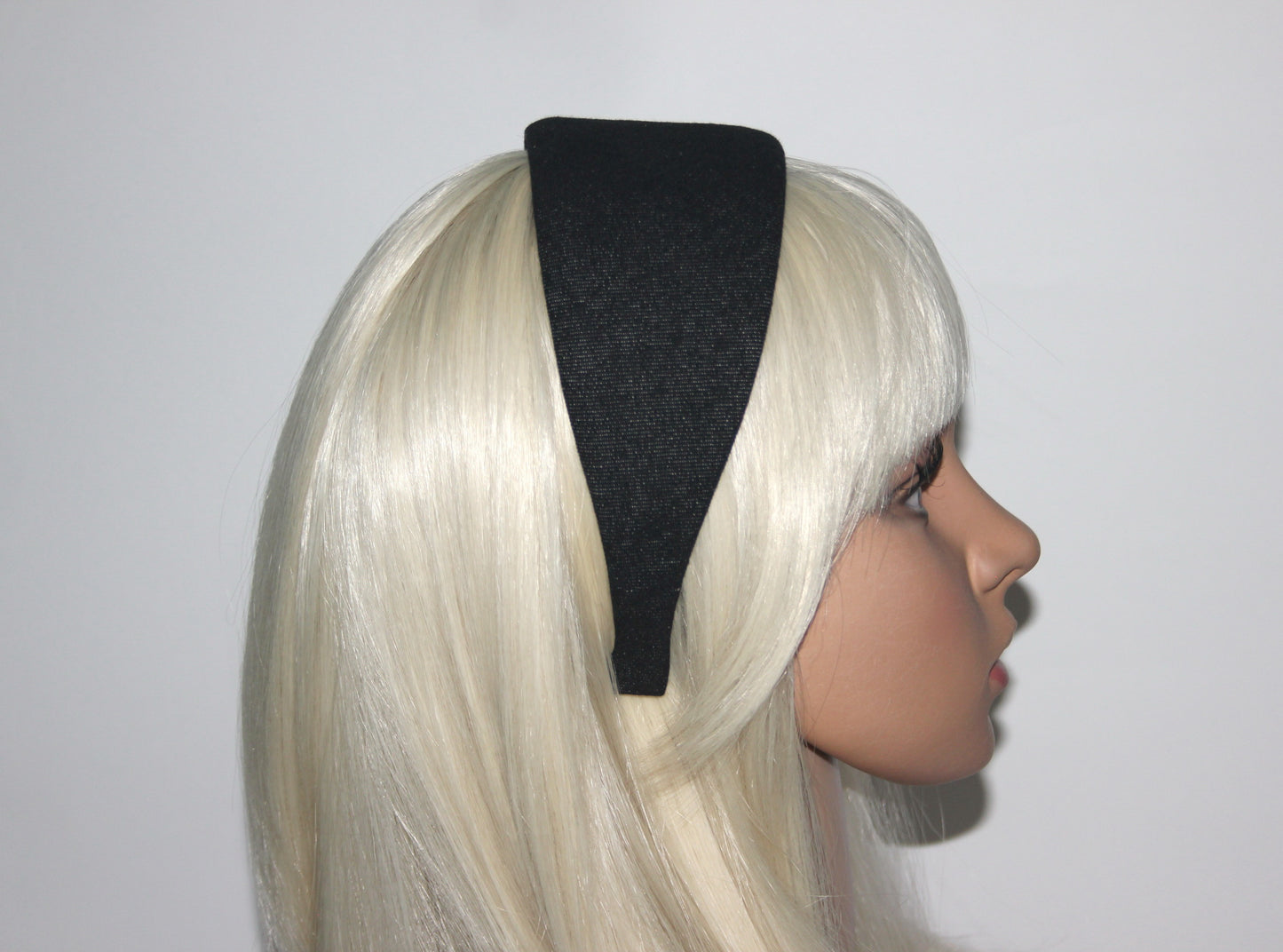 Denim cotton headband Black melange hairband, plastic free