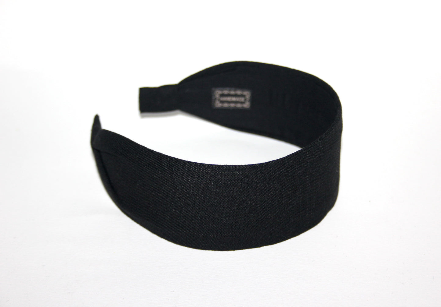 Black linen flat headband Handmade women hairband, adjustable, plastic free