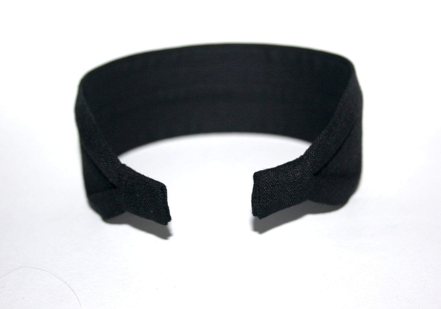 Black linen flat headband Handmade women hairband, adjustable, plastic free