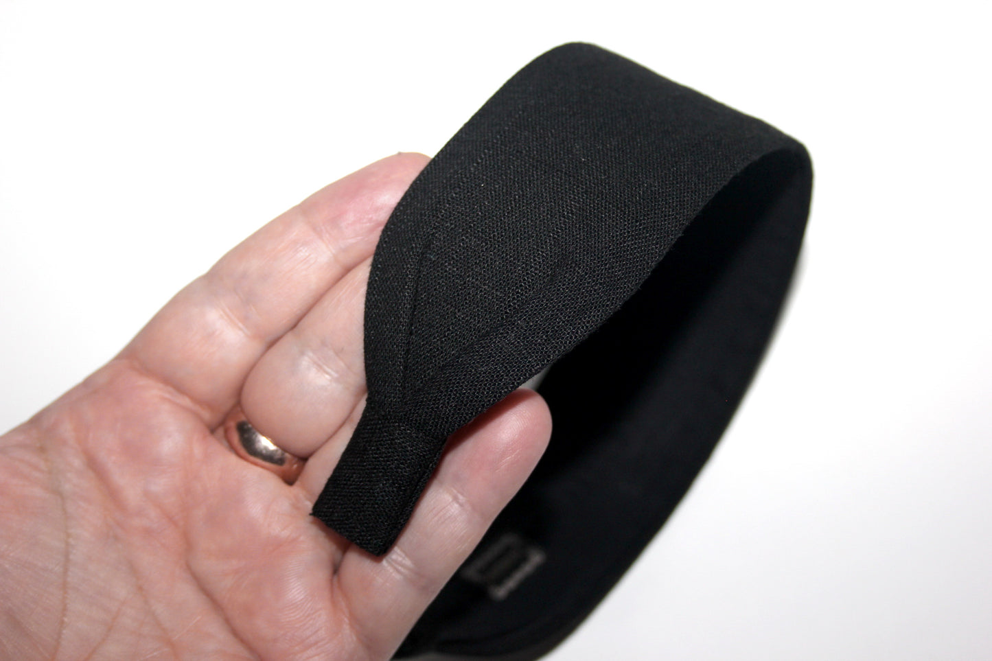 Black linen flat headband Handmade women hairband, adjustable, plastic free