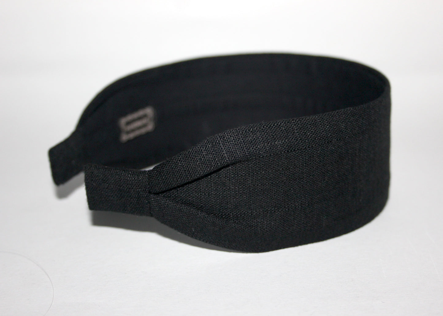 Black linen flat headband Handmade women hairband, adjustable, plastic free