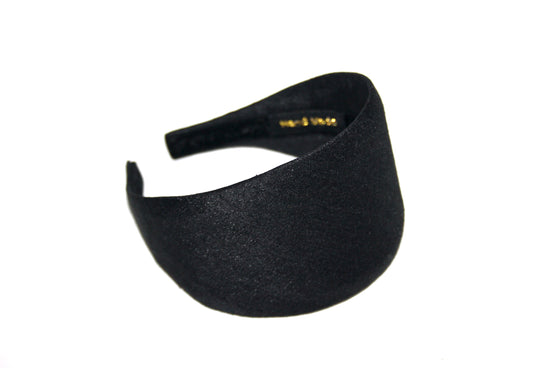 Black textured satin headband, Adjustable hairband for women, plastic free