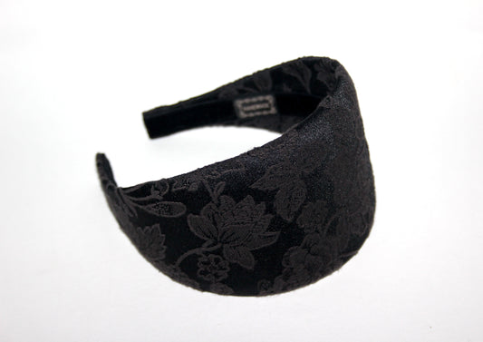 Jacquard cotton headband Black & Dark Brown head scarf, plastic free