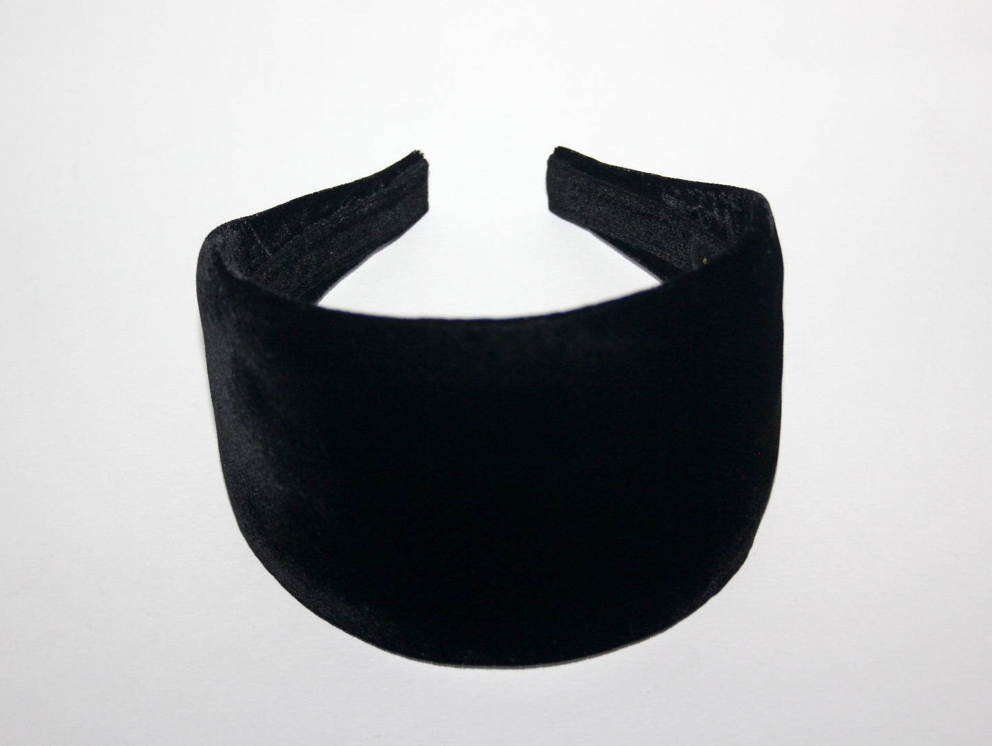 Black silk velvet headband for women, wide adjustable hairband, plastic free
