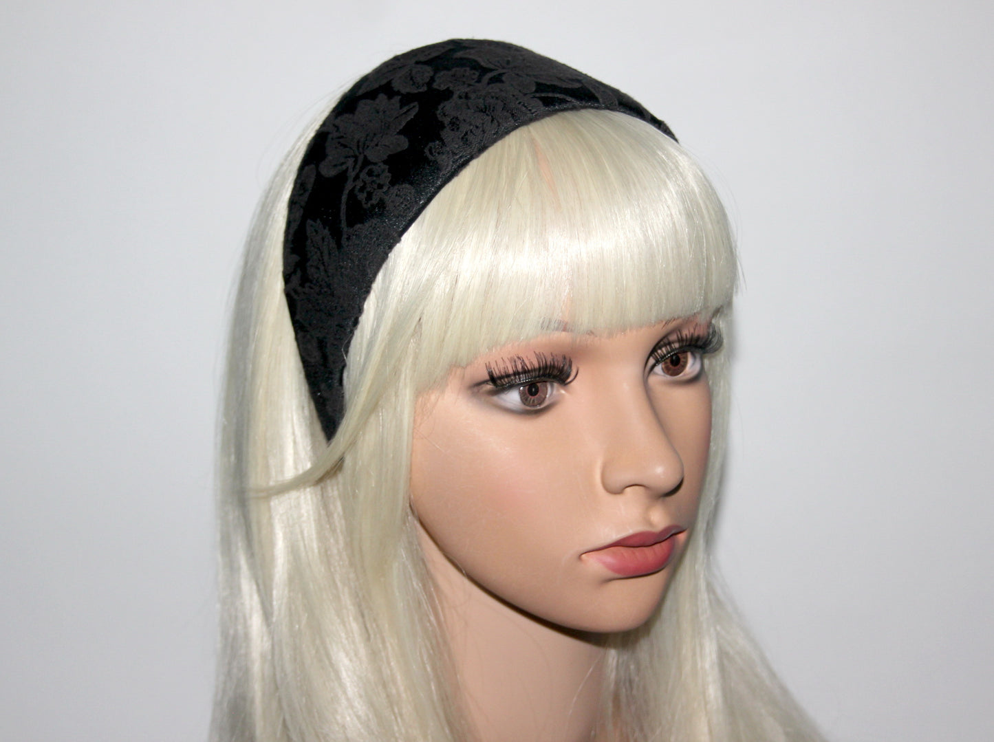 Jacquard cotton headband Black & Dark Brown head scarf, plastic free