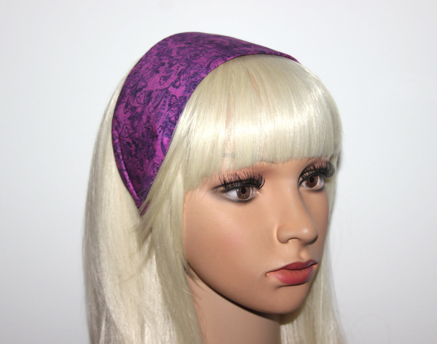 Purple extra wide abstract print hairband bandana