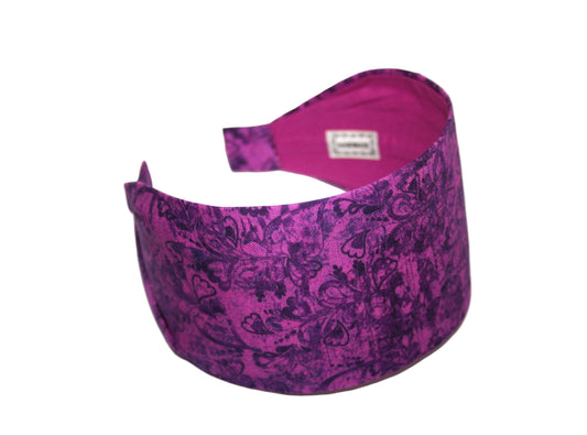 Purple extra wide abstract print hairband bandana