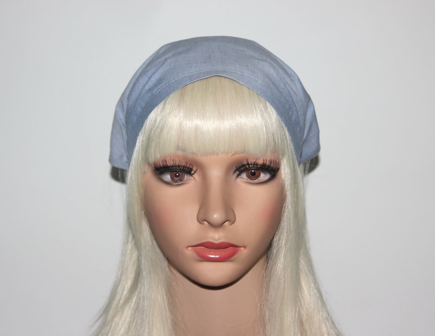Blue cotton bandana headband Melange triangle headcover