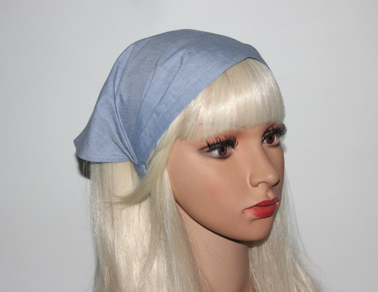 Blue cotton bandana headband Melange triangle headcover