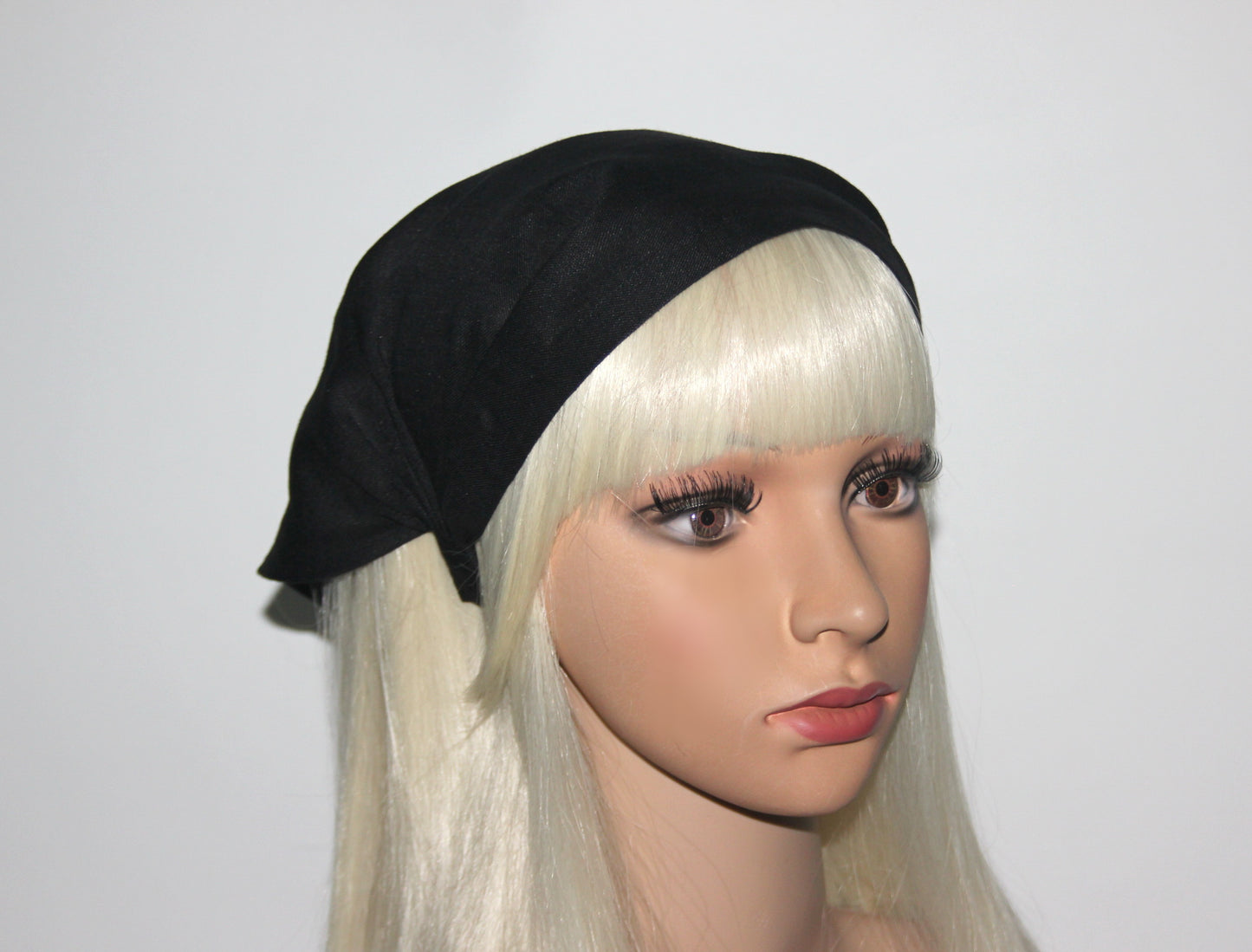 Black triangle bandana Linen alopecia headband Comfy hippie headband