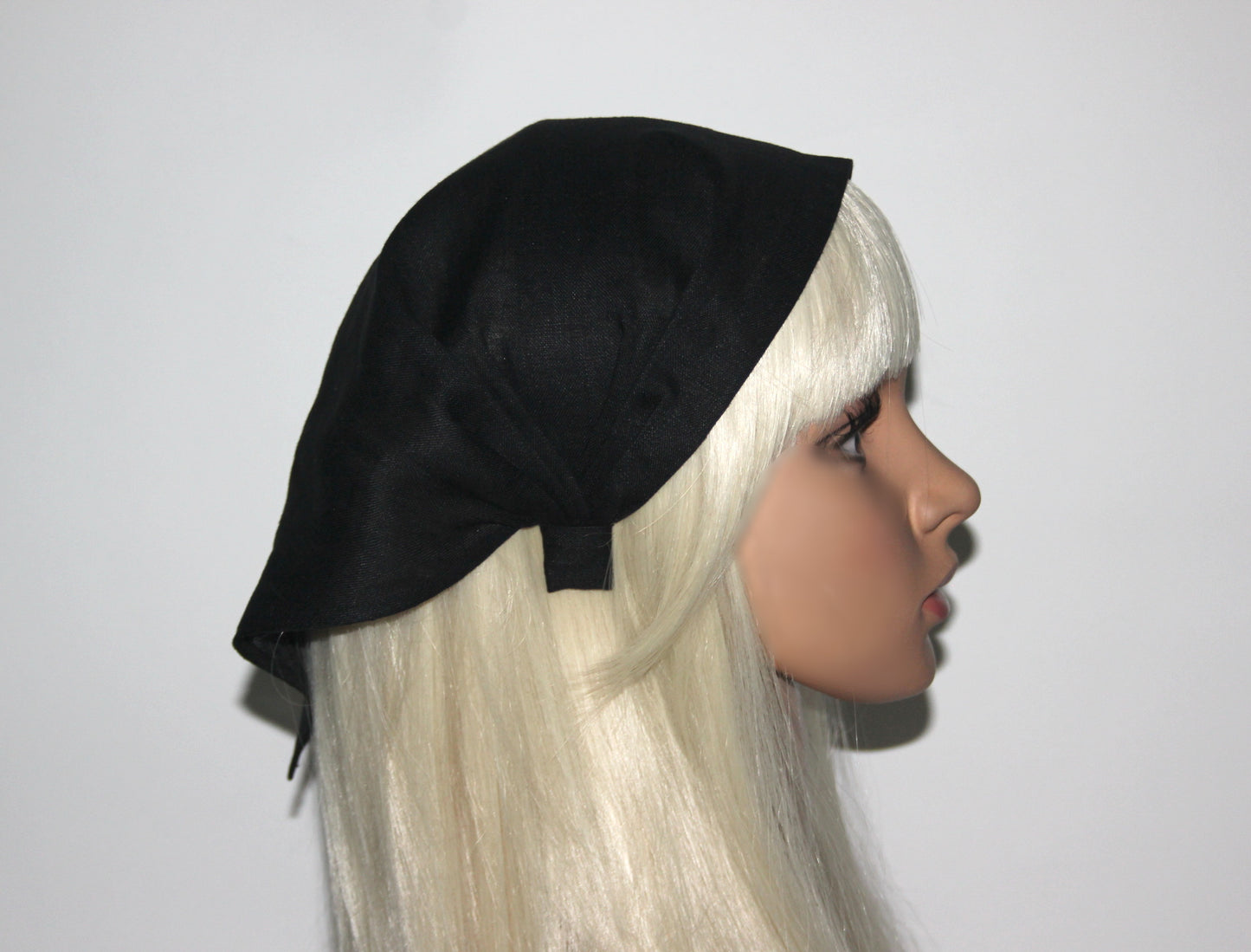 Black triangle bandana Linen alopecia headband Comfy hippie headband