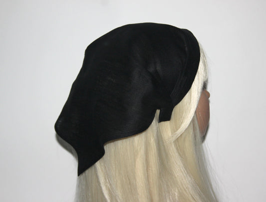Black triangle bandana Linen alopecia headband Comfy hippie headband