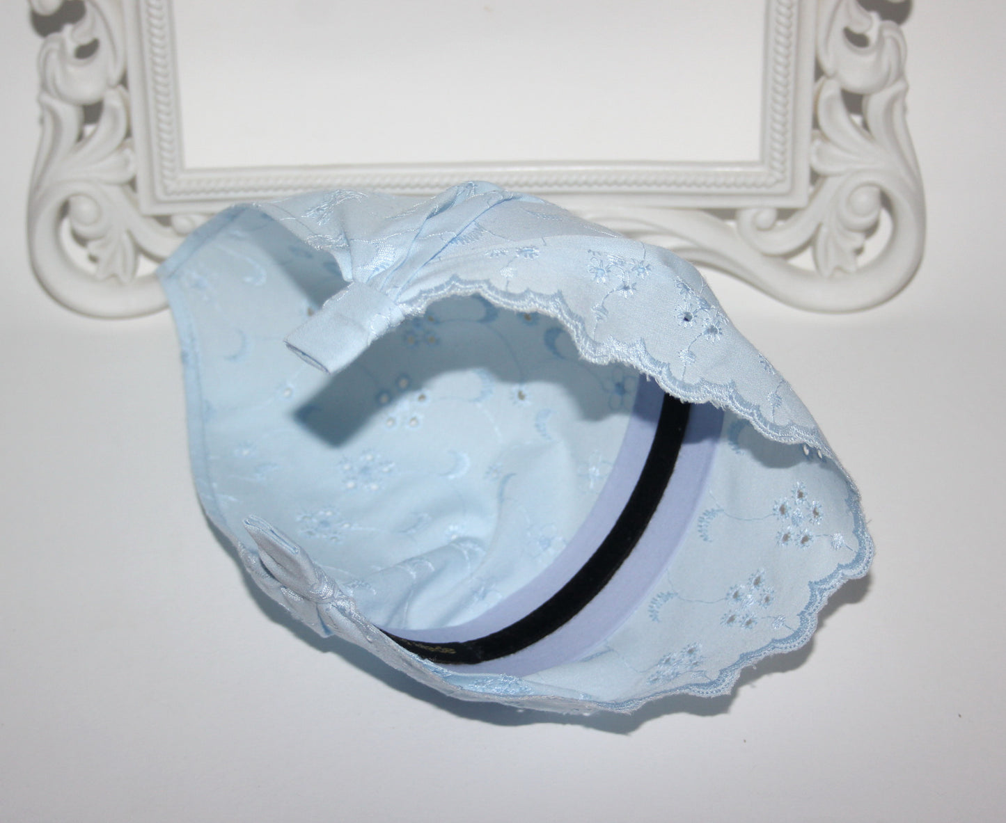 Blue hair kerchief Eyelet cotton bandana headband Triangle summer head piece