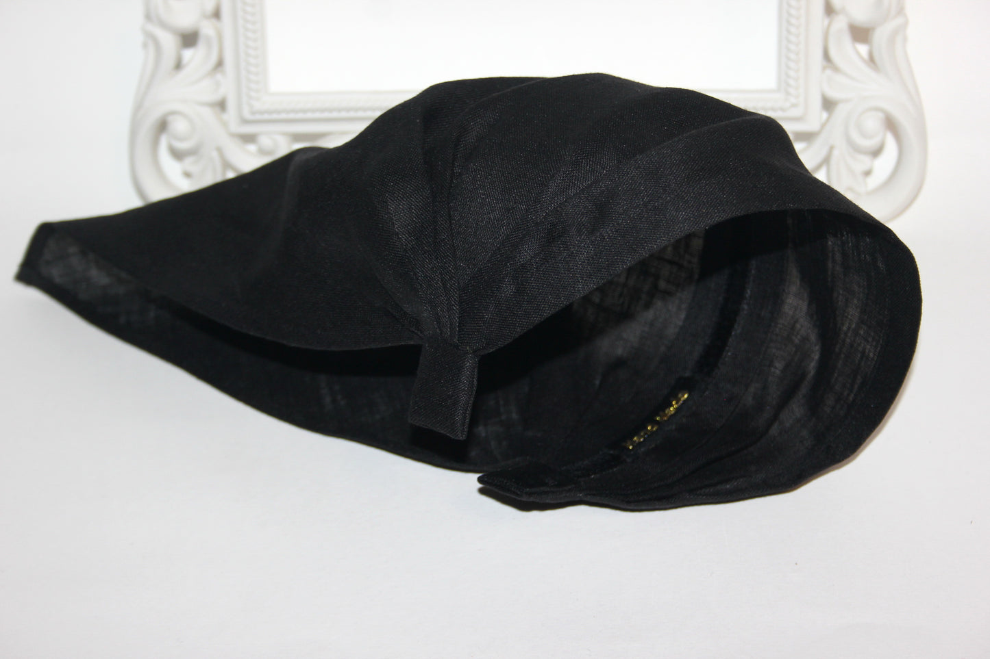 Black triangle bandana Linen alopecia headband Comfy hippie headband