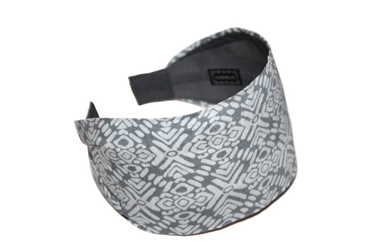 Wide headband Gray & White cotton blend headband for women