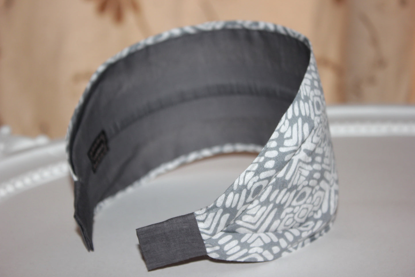 Wide headband Gray & White cotton blend headband for women
