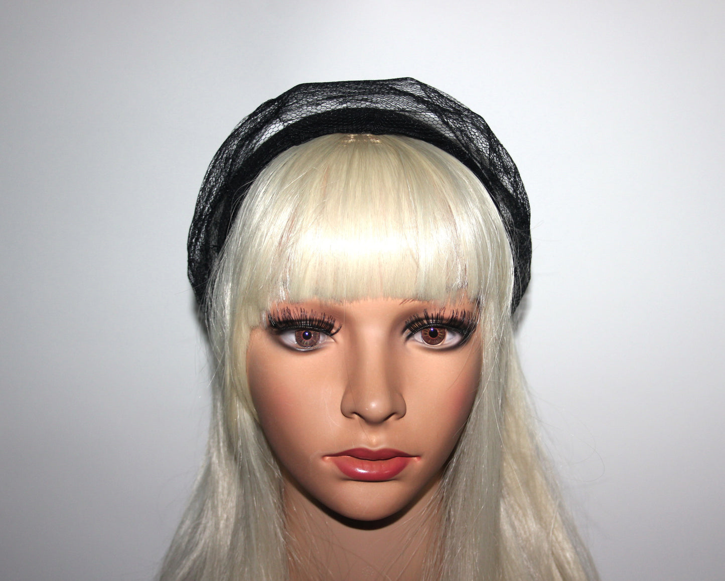 Black cotton headband with veil, Handmade hair scarf, funeral, festive, party, plastic free