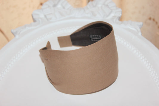Wide cotton headband scarf Light Brown cotton pixie cut headpiece