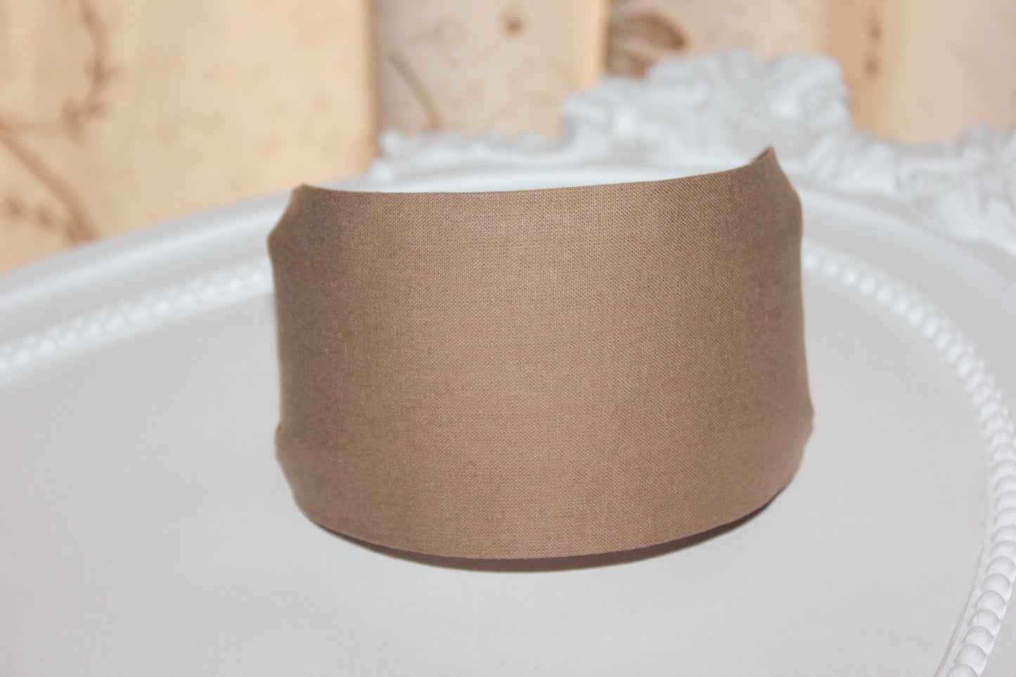 Wide cotton headband scarf Light Brown cotton pixie cut headpiece