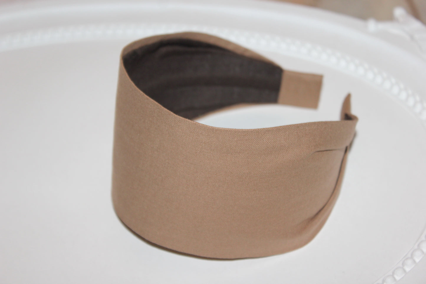Wide cotton headband scarf Light Brown cotton pixie cut headpiece