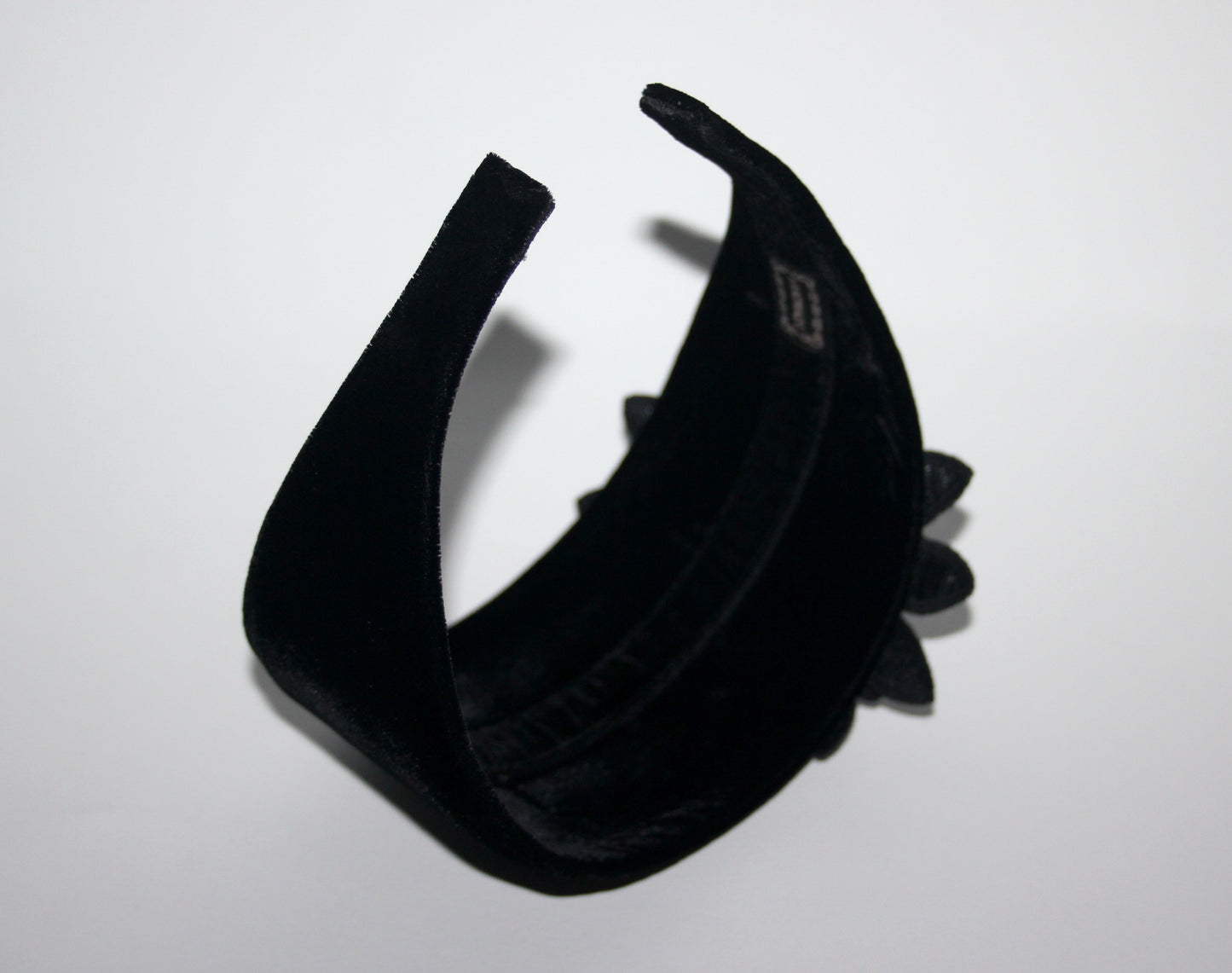 Black velvet headband with flower Extra wide floral hairband scarf, plastic free
