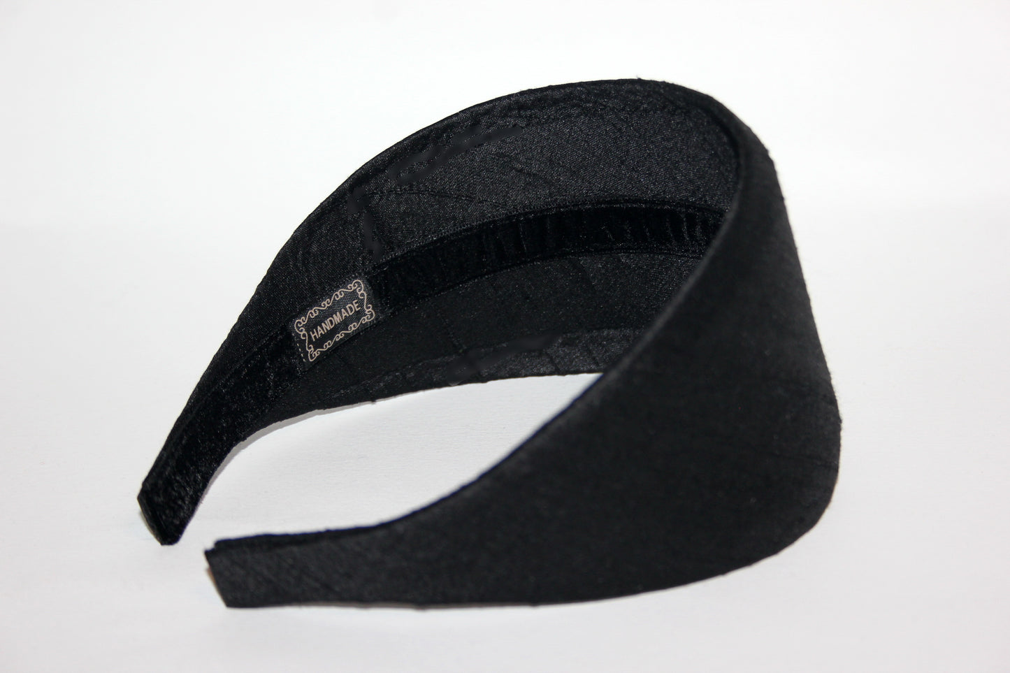 Black Raw Silk headband, Wide head cover Hair protection scarf, plastic free