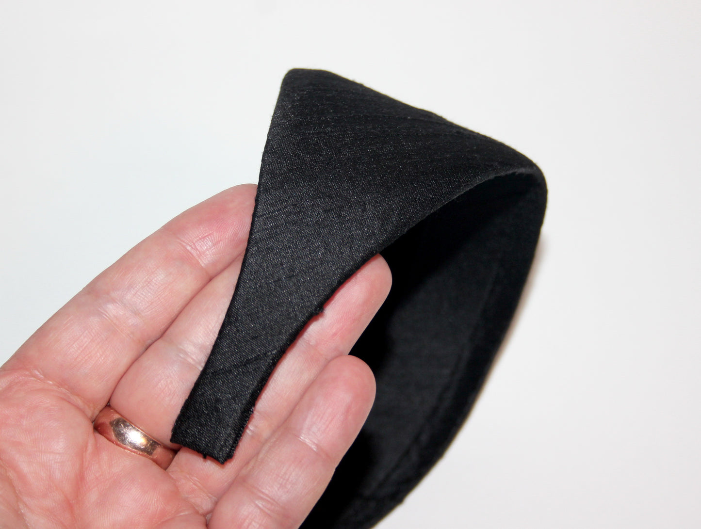 Black Raw Silk headband, Wide head cover Hair protection scarf, plastic free hairband
