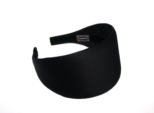 Black cotton/satin headband Plain satin touch hairband scarf, plastic free